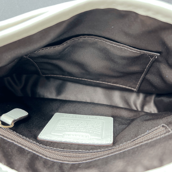 Coach vintage Bleecker Signature Jenny Khaki White jacquard Leather crossbody ba - Picture 7 of 12